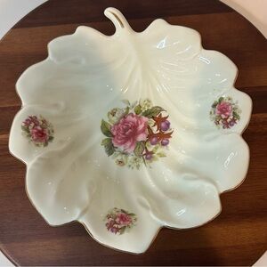 Vintage Formalities by Baum Bros. "Victorian Rose" Trinket Leaf Bowl